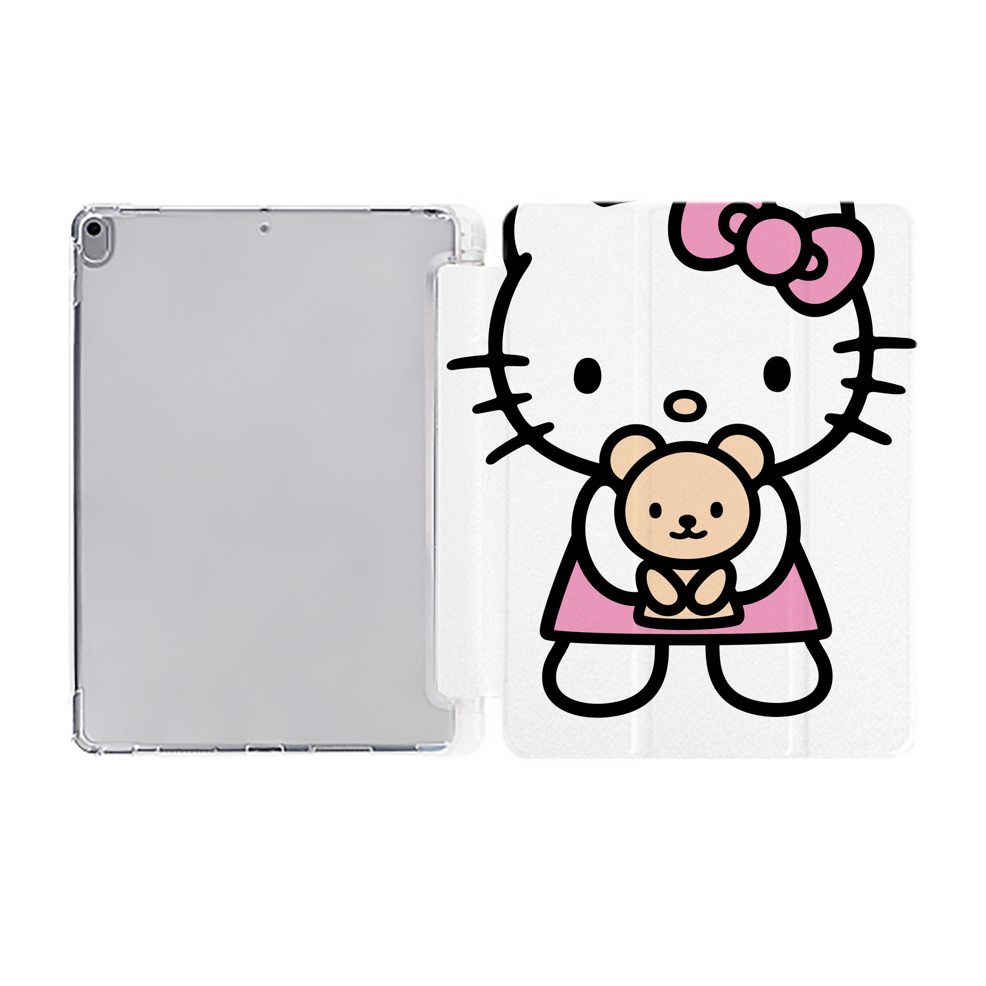（画像用） Hello Kitty ハローキティ IPad ケース ペン収納付き 三つ折りスタンド PUレザー×シリコン 対応機種9.5/10.5/10.9インチ